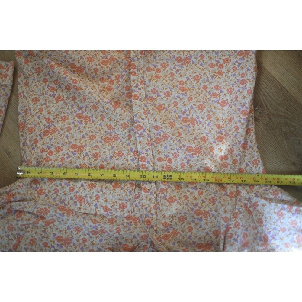 LL Bean Womens Floral Button Down Shirt Long Sleeve Orange Purple Cottagecore - Picture 6 of 9